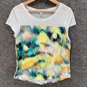 Calvin Klein T-Shirt Women M Medium White Tie Dye Short Sleeve Round Neck Casual